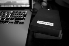 A hard drive with the label 