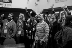 Returning attendees take a group photo