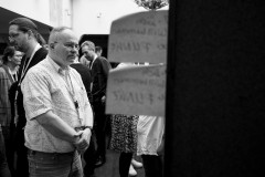 Attendee looking at the session schedule