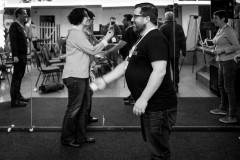 Attendees throw balls during a session called life kinetic