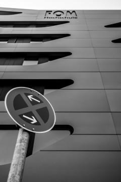 No parking sign in front of the FOM building in Düsseldorf