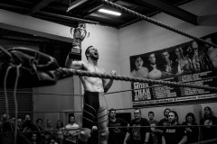 Vinny Vortex shows his academy cup trophy