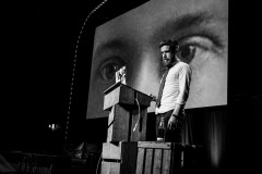 Zach Leatherman on stage during his talk