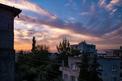 Clouds in a colorful sky during sunset