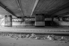 Snow under a Autobahn bridge