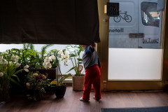 My daughter looking from behind the curtain