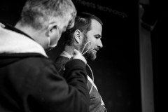 Mike Herchel getting miked up before his talk at Front Conference 2021