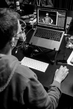 Claudio Rimann hard at work, editing all the images for Front Conference Zürich 2021