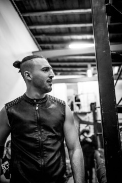 Yuval Goldshmit on his way to the ring at wXw Wrestling Academy's LIVE Vol. 3 event