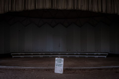 Stage with a forbidden sign infront of it