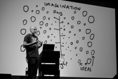 Dominic Wilcox on stage at beyond tellerrand Berlin 2022