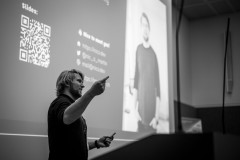 Nico Martin answers questions from the audience after his talk about “How to automate your maintenance with Playwright”