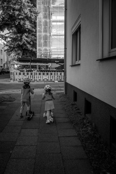My daughters on their scooters