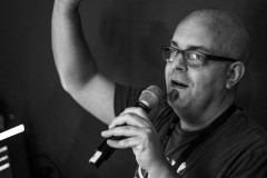 Joschi Kuphal is doing a sound check at border:none 2023 in Nuremberg