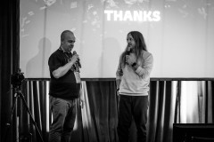 Joschi Kuphal and Marc Thiele say thank you after a successful border:none conference