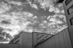 A dramatic sky above the neighborhodd prison